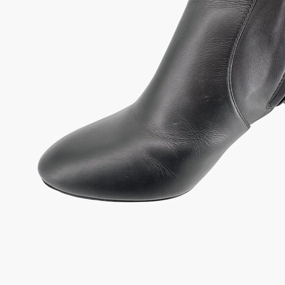 Louis Vuitton Silhouette Black Leather Block Heel Ankle Boots Size 37.5 US 7.5 - Picture 12 of 16